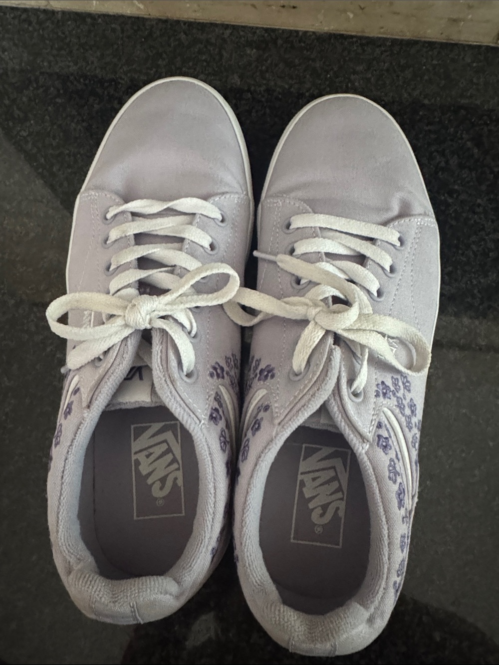 Vans Women's Light Lavender Canvas Low Top Sneakers with Floral Accents